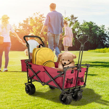 VV-CWC-RED - Folding 33.4" Collapsible Garden Wagon with Canopy
