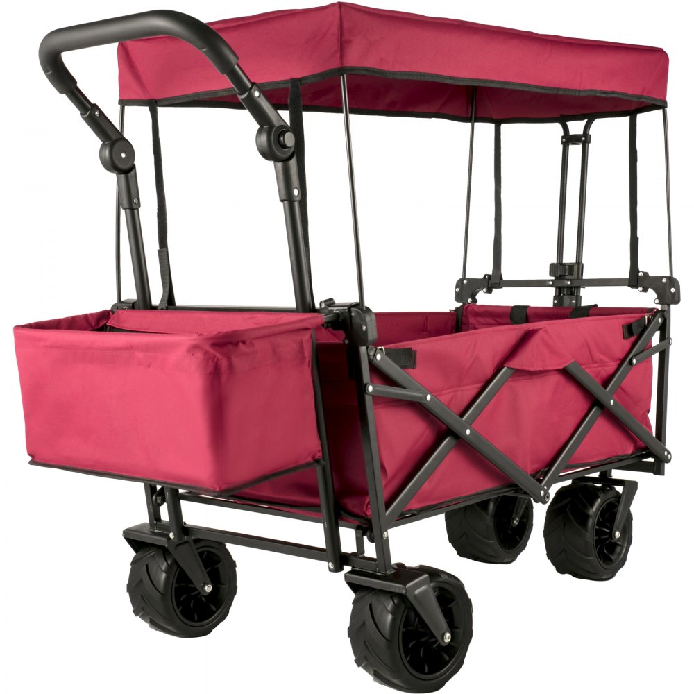 VV-CWC-RED - Folding 33.4" Collapsible Garden Wagon with Canopy