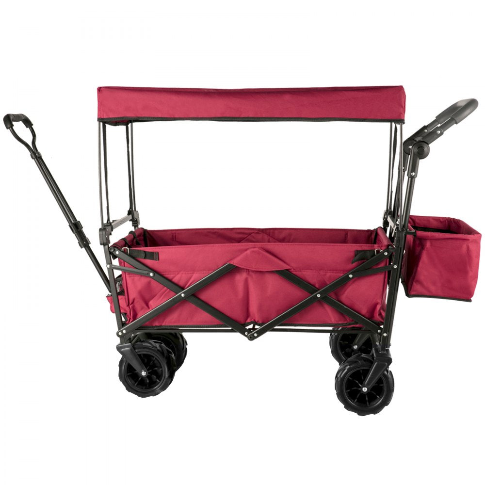 VV-CWC-RED - Folding 33.4" Collapsible Garden Wagon with Canopy
