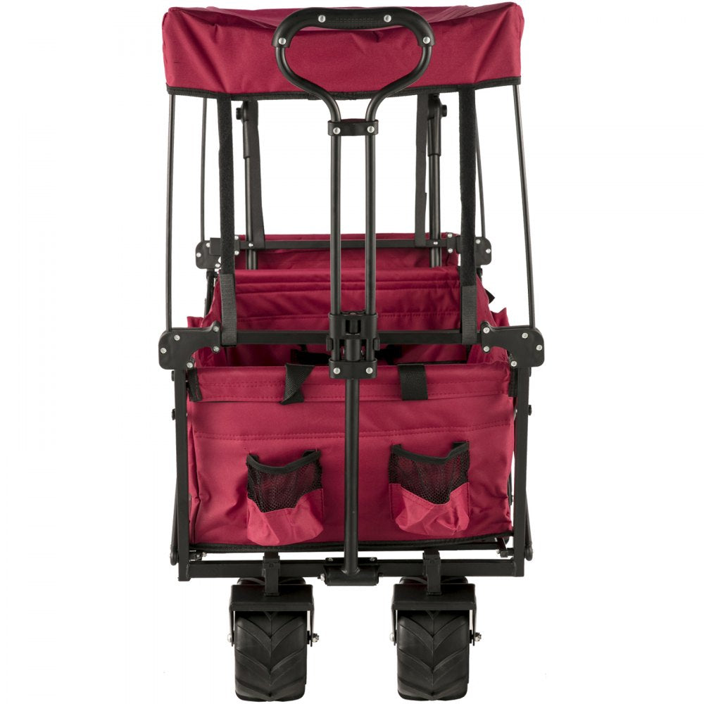 VV-CWC-RED - Folding 33.4" Collapsible Garden Wagon with Canopy