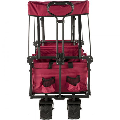 VV-CWC-RED - Folding 33.4" Collapsible Garden Wagon with Canopy