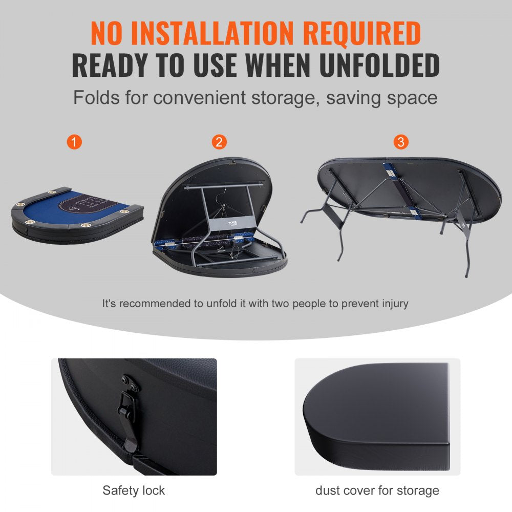 SUS-8442 - 84" Foldable Poker Table for Easy Home Gaming