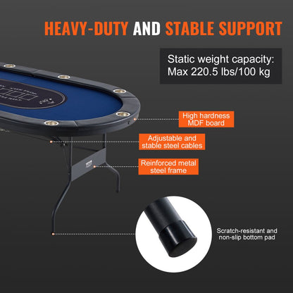 SUS-8442 - 84" Foldable Poker Table for Easy Home Gaming