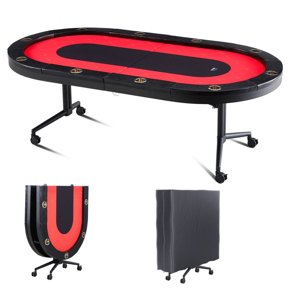 GT806 - 7-8 Player Foldable Poker Table, 90" for Easy Storage