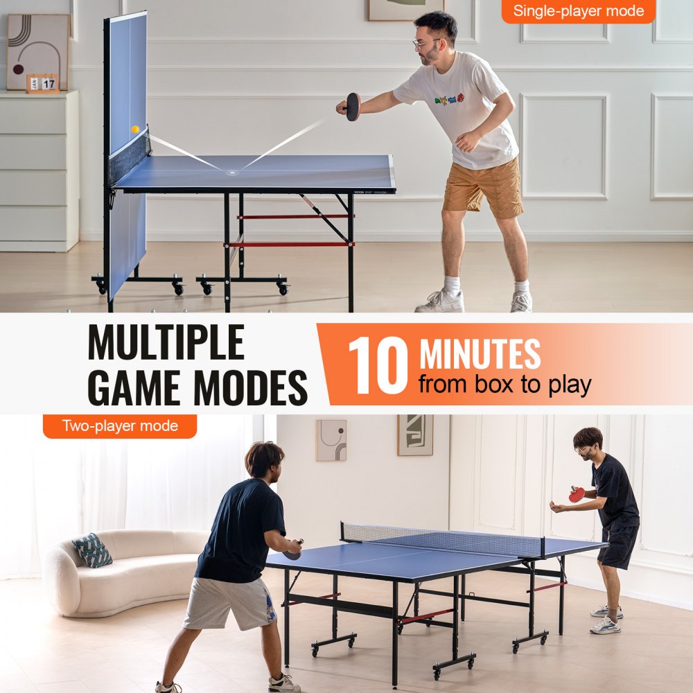 VT002-12 - 107.9" Foldable Ping Pong Table for Indoor Competition