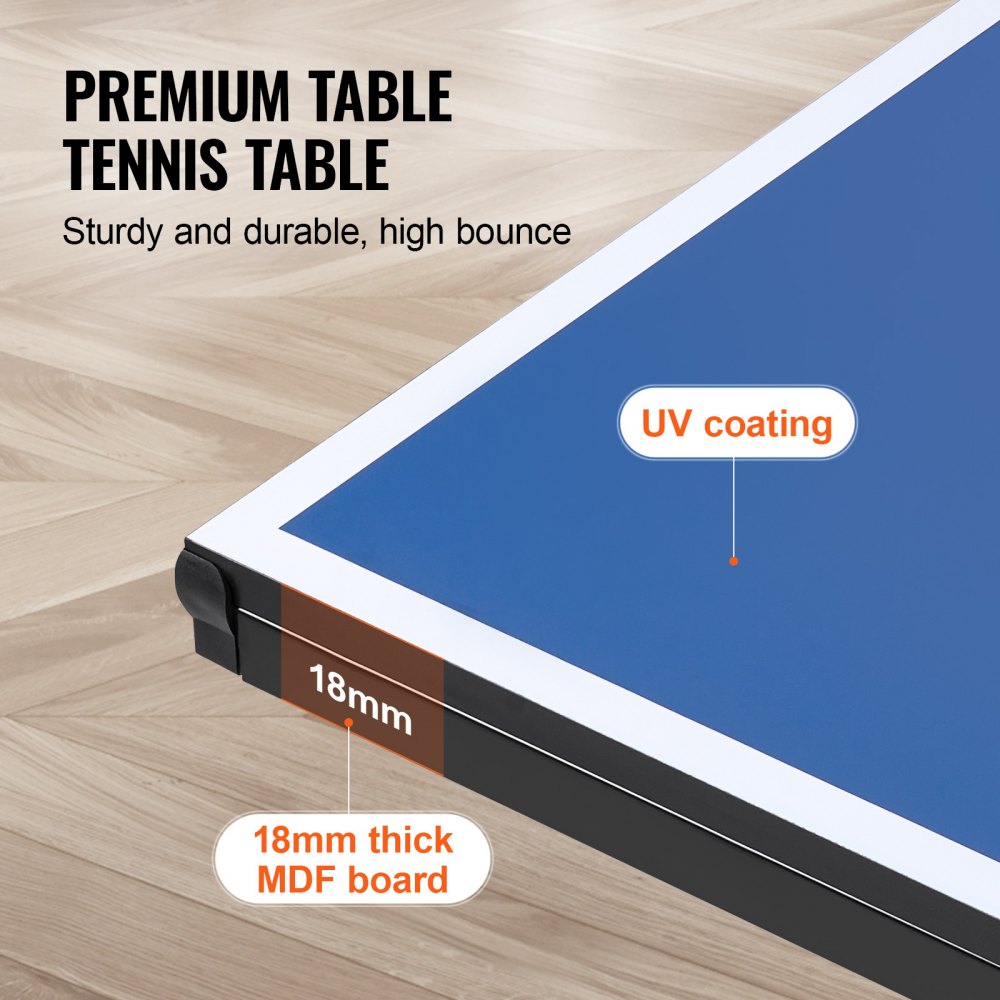 VT002-18 - Professional 107.9" Table Tennis Table with Foldable Design