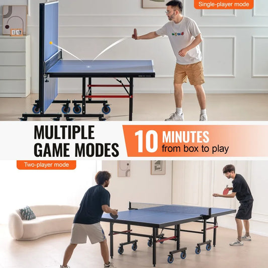 VT002-25 - Competition-Grade Ping Pong Table 107.9" with Lockable Casters