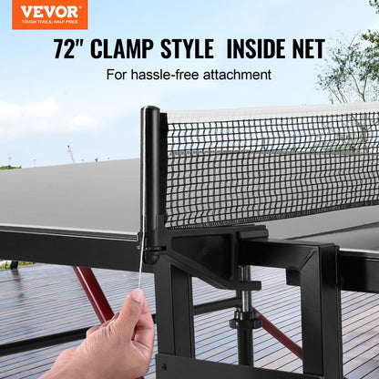 VT003 - Durable 107.9" Outdoor Ping Pong Table with Lockable Casters