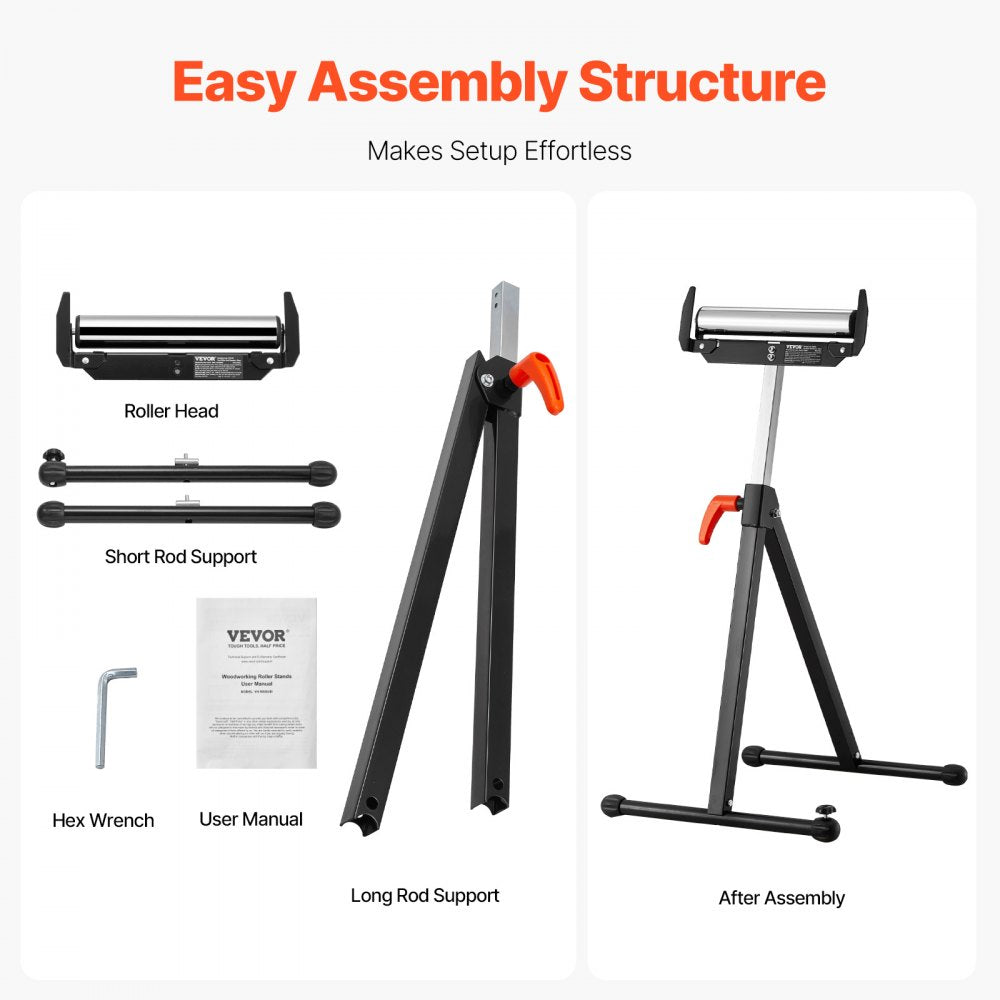 YH-RS004EI - Adjustable 27-43" Heavy Duty Roller Stand for Woodworking