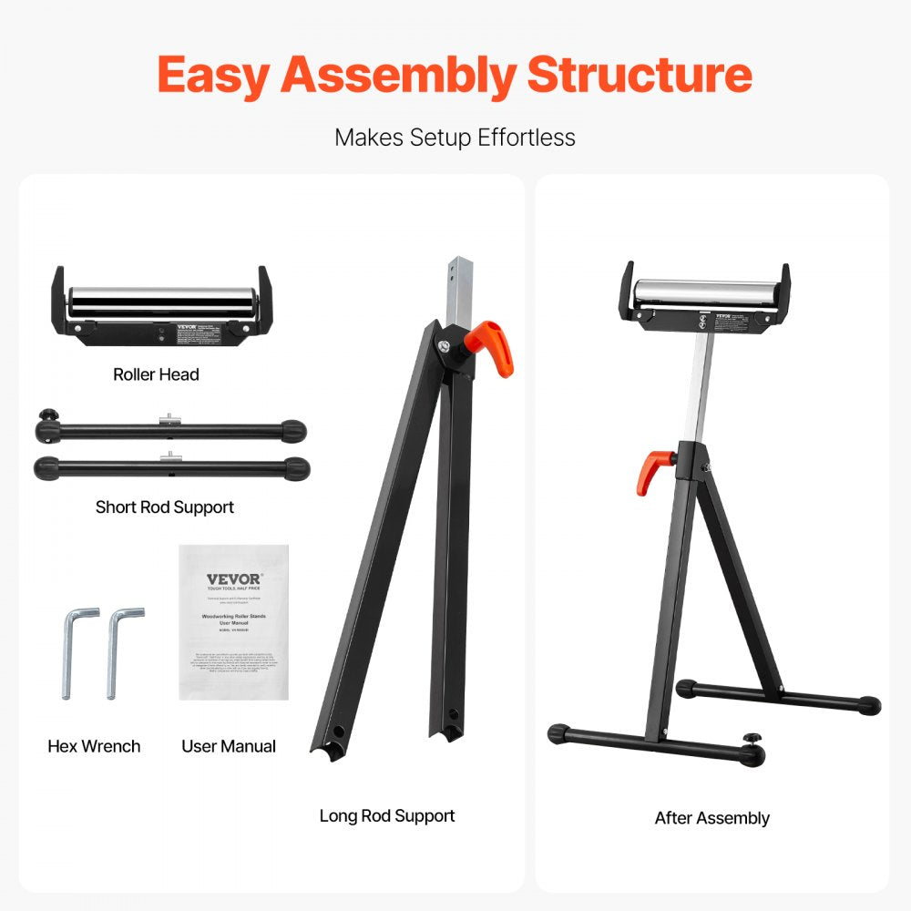 YH-RS004EI - Heavy-Duty Adjustable Roller Stand 27-43 in, 250 lb Capacity