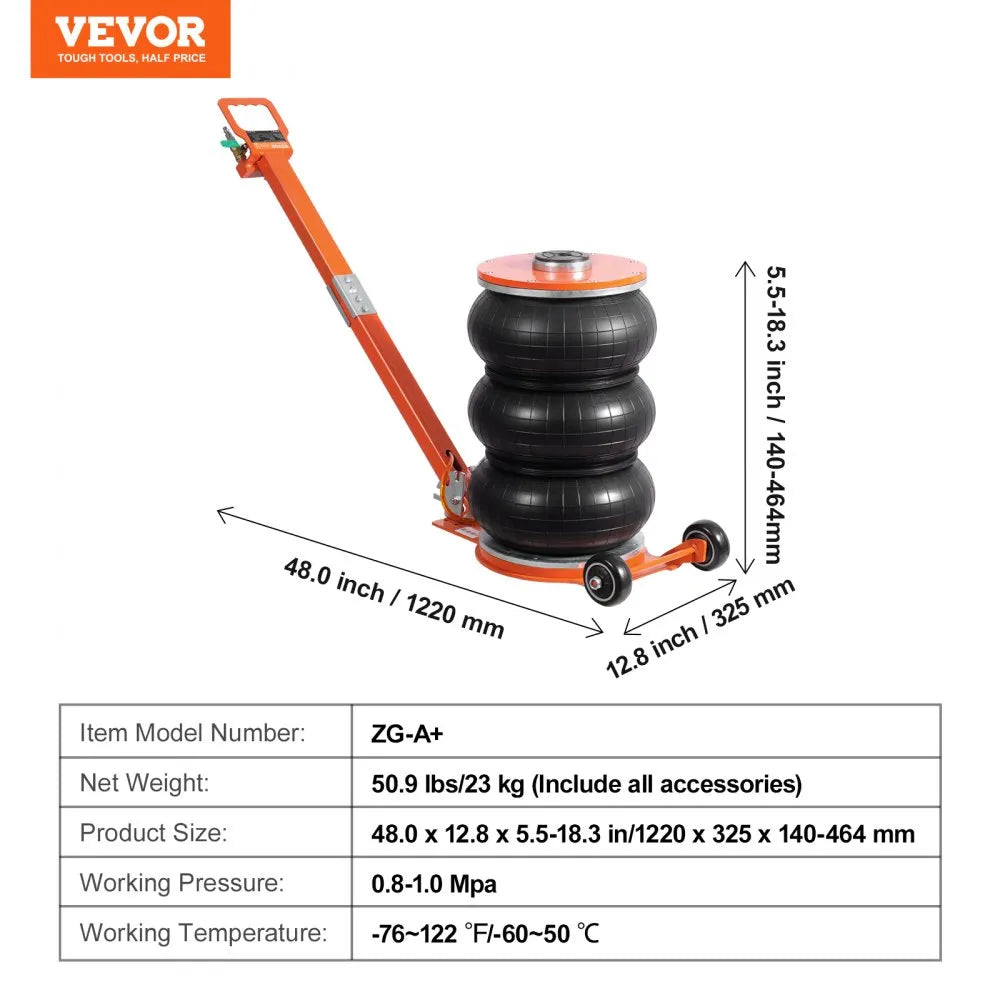 ZG-A+ - 5 Ton Pneumatic Air Jack with Adjustable Handle & Heightened Column