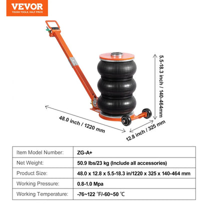 ZG-A+ - 5 Ton Pneumatic Air Jack with Adjustable Handle & Heightened Column