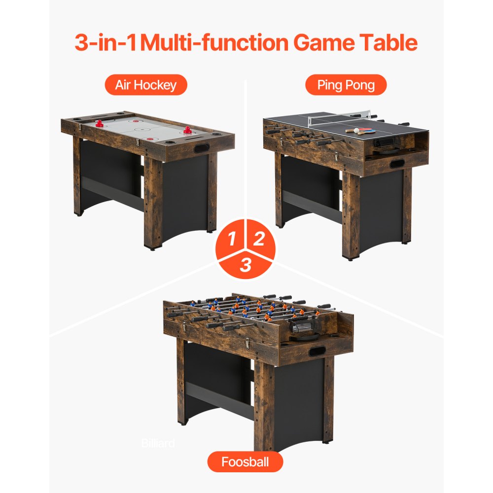 AH483-US - 54" 3-in-1 Game Table: Air Hockey, Table Tennis & Foosball