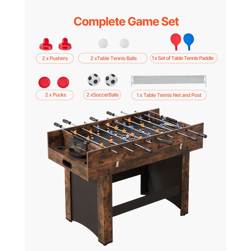 AH483-US - 54" 3-in-1 Game Table: Air Hockey, Table Tennis & Foosball