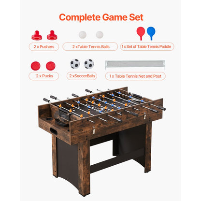 AH483-US - 54" 3-in-1 Game Table: Air Hockey, Table Tennis & Foosball