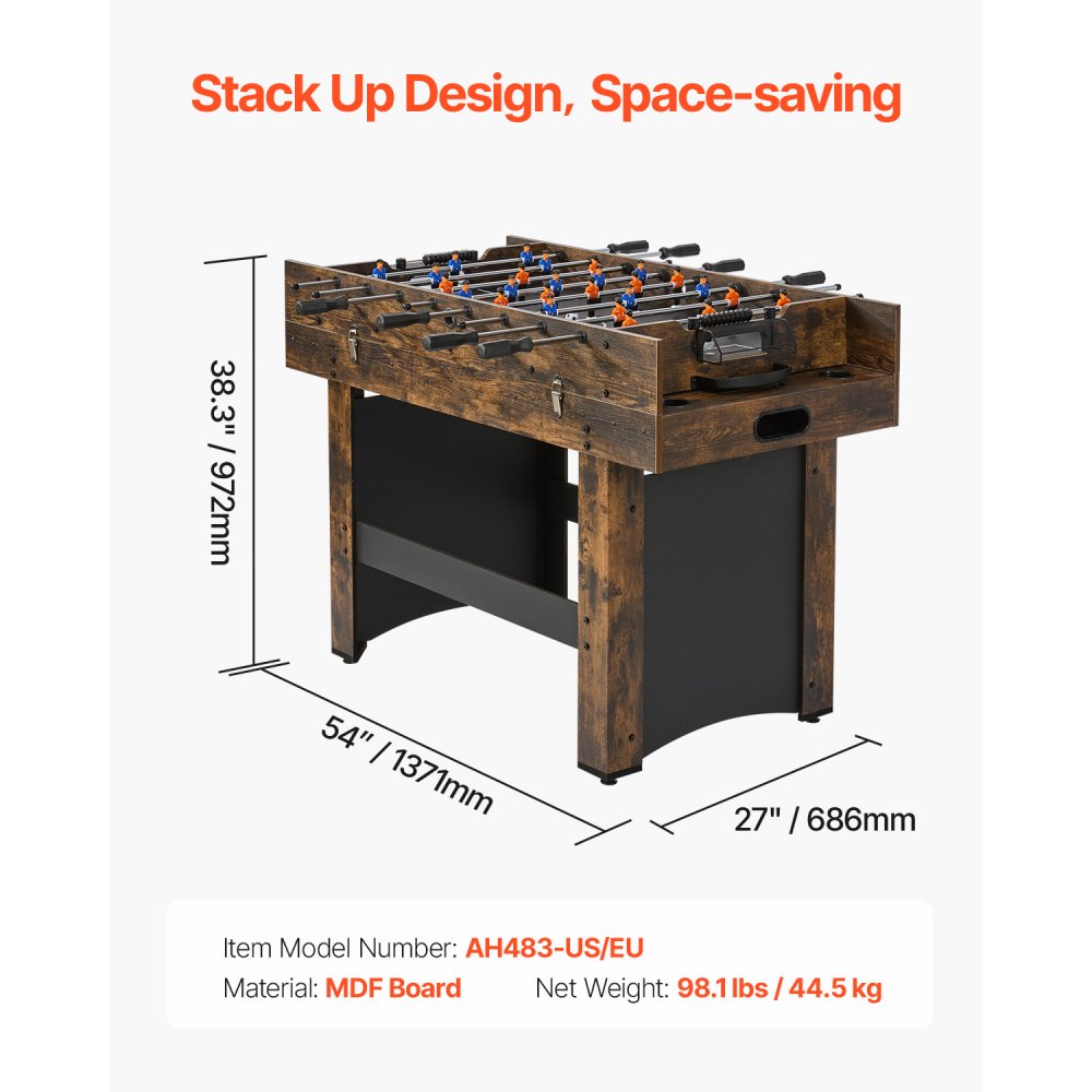 AH483-US - 54" 3-in-1 Game Table: Air Hockey, Table Tennis & Foosball