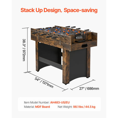 AH483-US - 54" 3-in-1 Game Table: Air Hockey, Table Tennis & Foosball