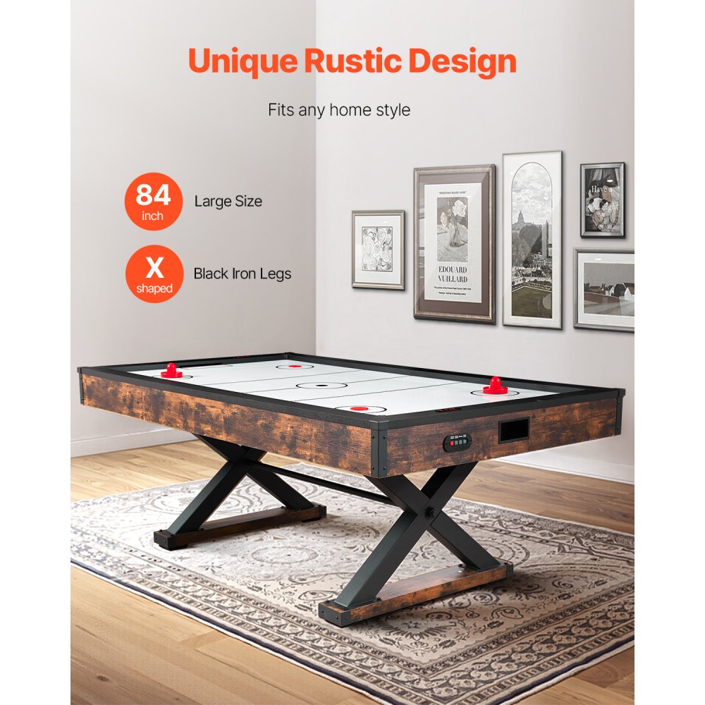 AH718-US - 84" Rustic Air Hockey Table with Electronic Scoring System