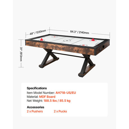 AH718-US - 84" Rustic Air Hockey Table with Electronic Scoring System