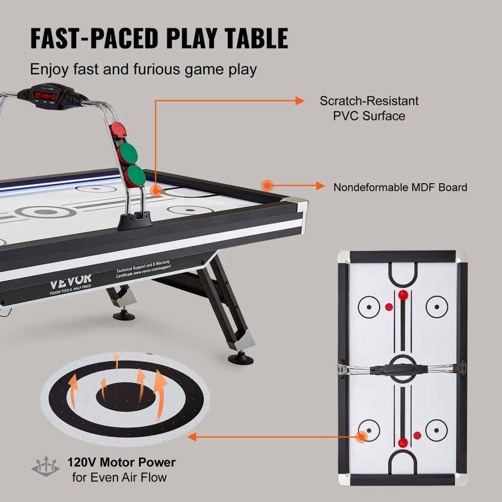AH726 - 89" Air-Powered Indoor Hockey Table with LED Lighting