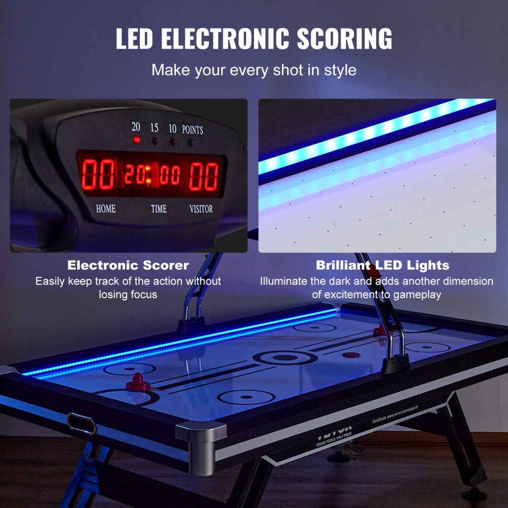 AH726 - 89" Air-Powered Indoor Hockey Table with LED Lighting