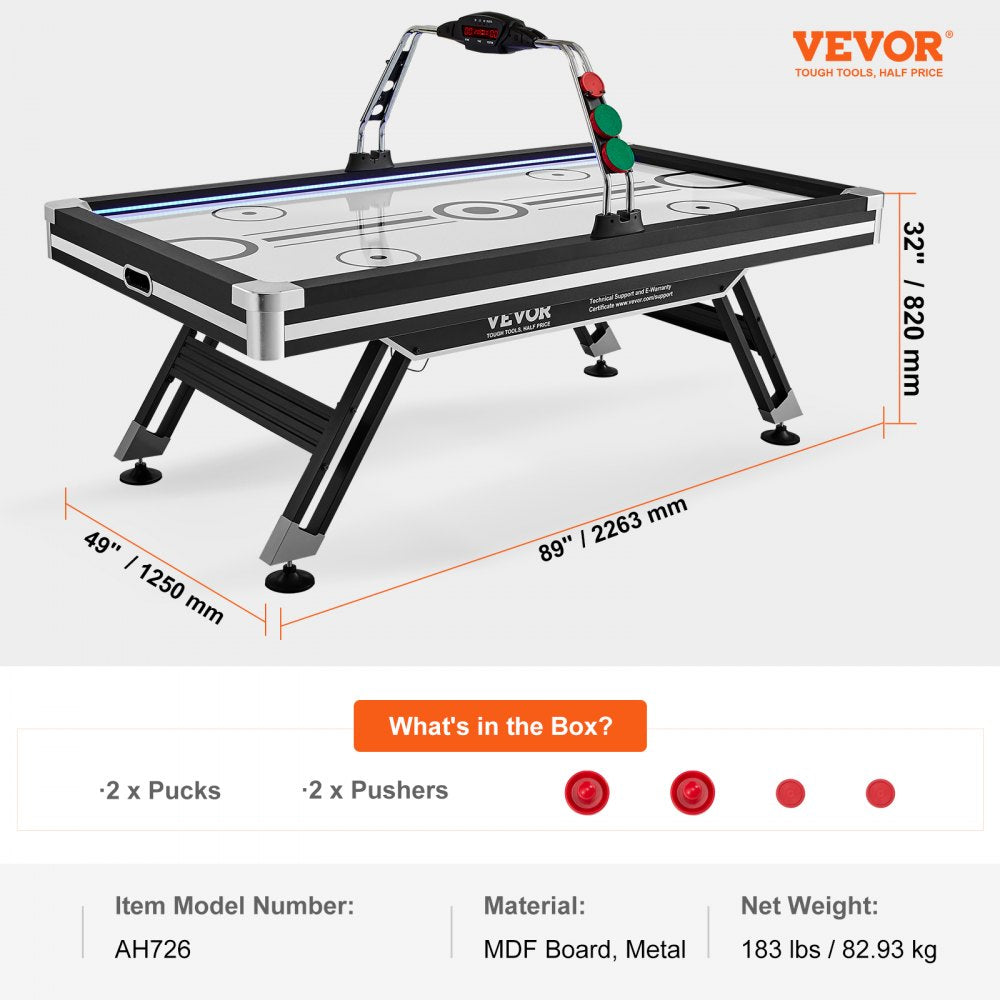 AH726 - 89" Air-Powered Indoor Hockey Table with LED Lighting