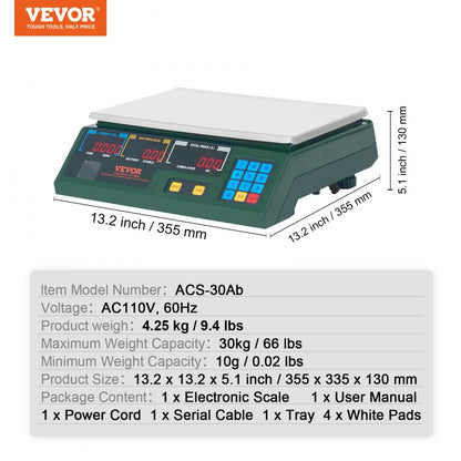 ACS-30Ab - High Precision 66 lbs Electronic Scale with Dual Display
