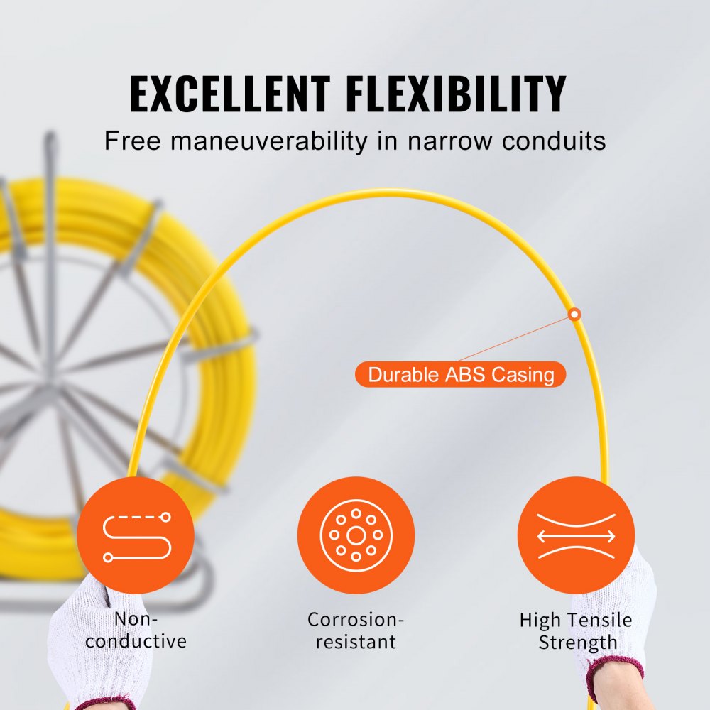 LFT09 - 656ft Fiberglass Fish Tape Puller with Metal Frame