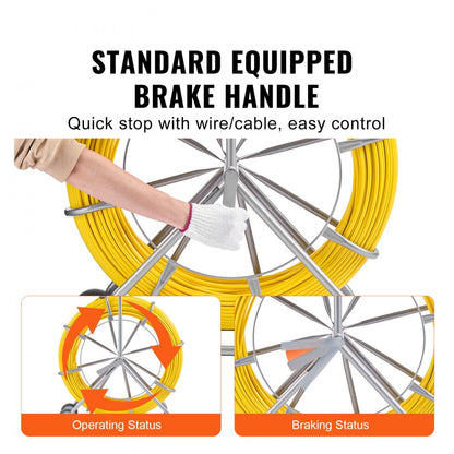 LFT09 - 656ft Fiberglass Fish Tape Puller with Metal Frame