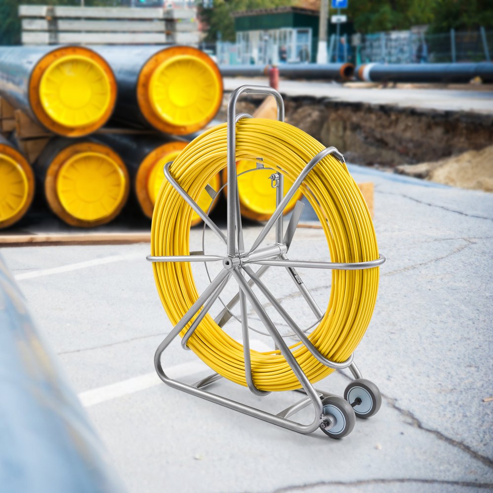 LFT09 - 656ft Fiberglass Fish Tape Puller with Metal Frame