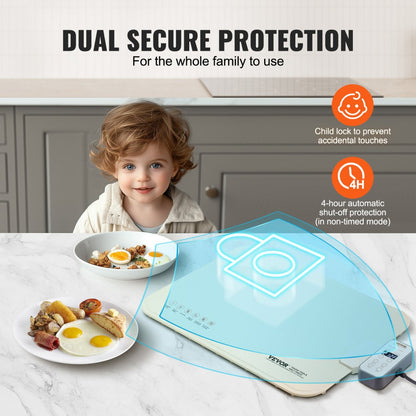 YD-301C-Z-35+50G - Compact Electric Warming Tray with Temp Control & Child Lock