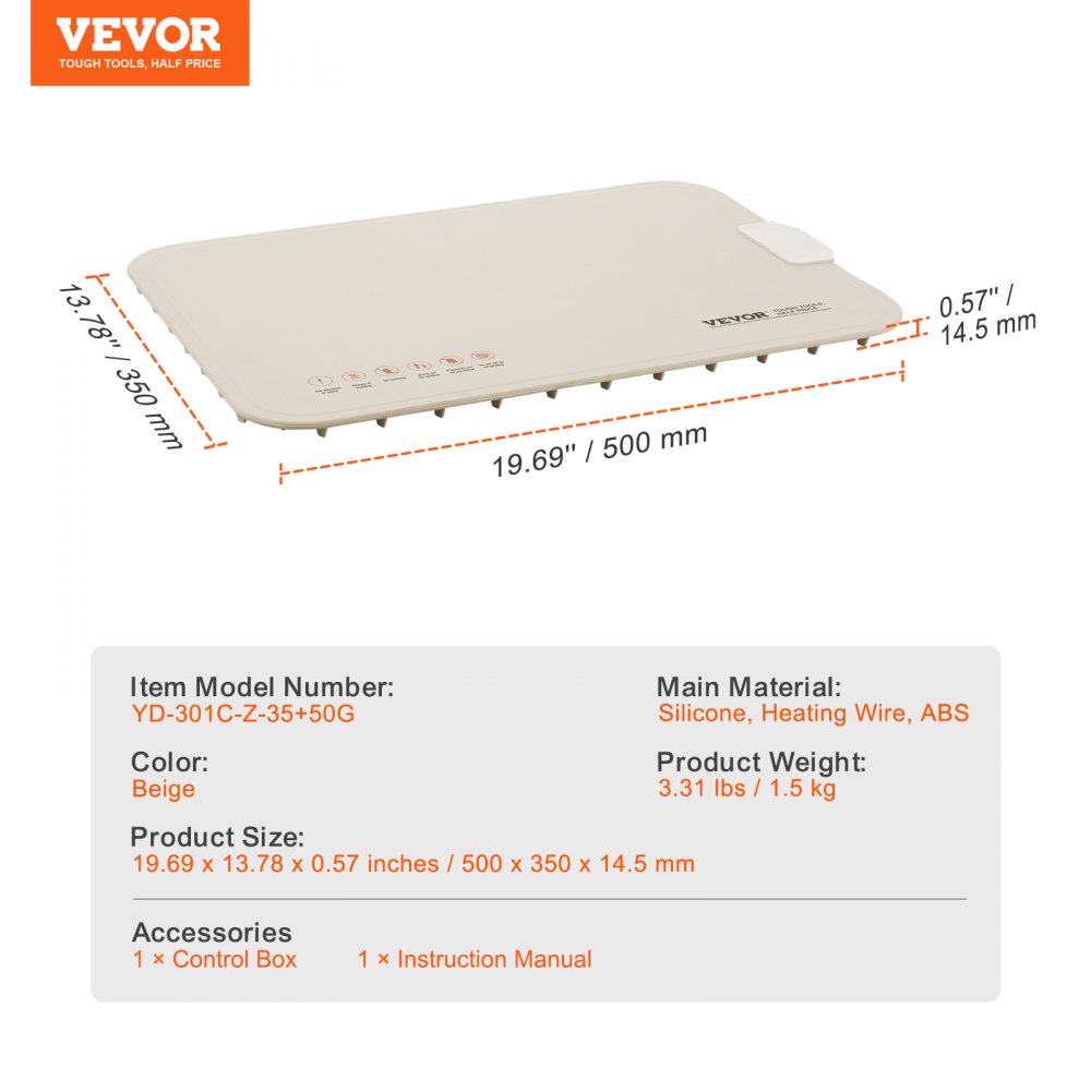 YD-301C-Z-35+50G - Compact Electric Warming Tray with Temp Control & Child Lock