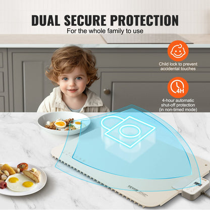 YD-302C-Z-40+60G-A - Versatile Electric Warming Tray with Temp Control & Rollable Design