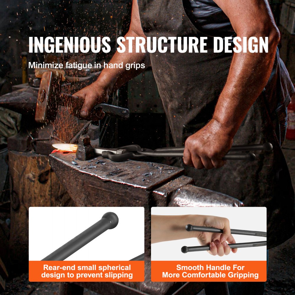 DZQ02 - 18" Carbon Steel Blacksmith Tongs for Safe Forging