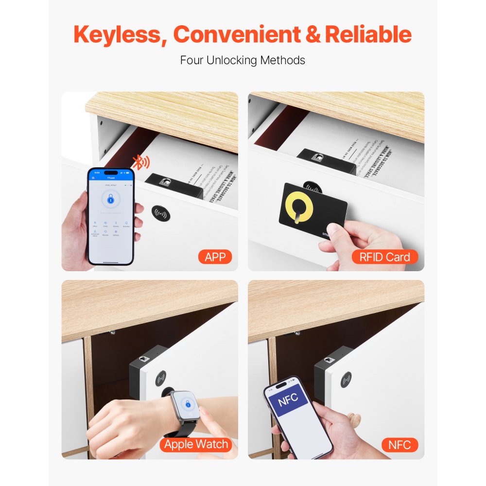 F019TT - 4-in-1 Smart Cabinet Lock with No-Drill Installation