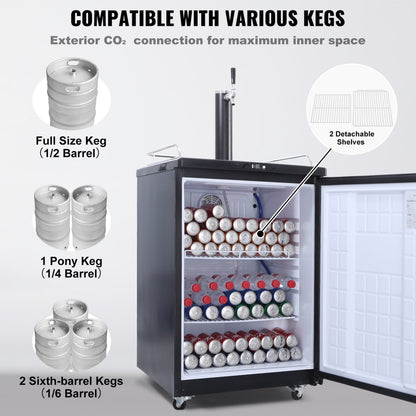 BF163-1 - Compact Kegerator for Draft Beer, Ideal 32°F to 75.2°F Cooling