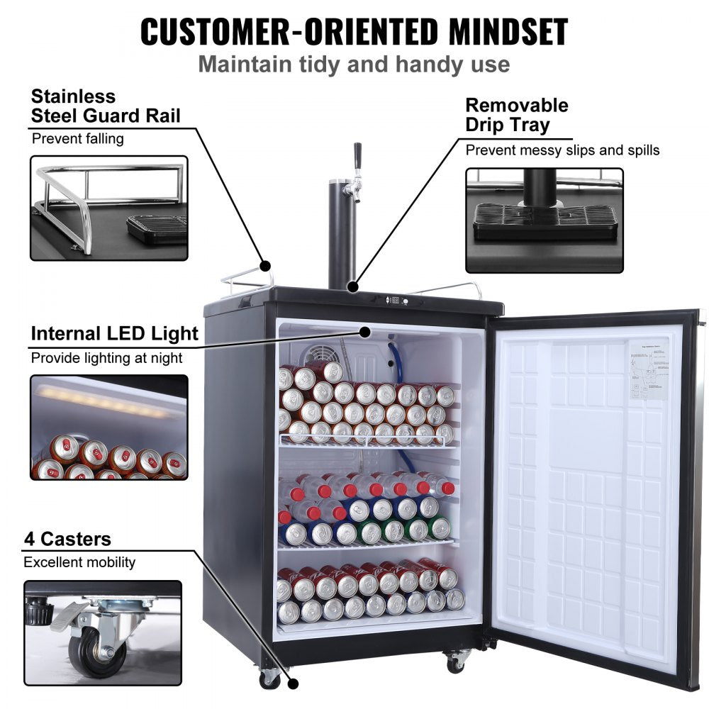 BF163-1 - Compact Kegerator for Draft Beer, Ideal 32°F to 75.2°F Cooling