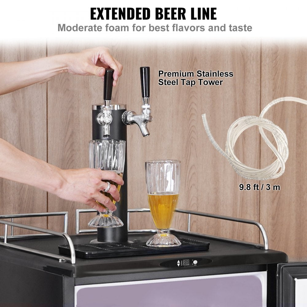 BF163-2 - Dual Tap Draft Beer Kegerator for Full-Size Kegs, Stainless Steel
