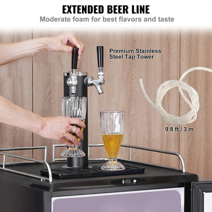 BF163-2 - Dual Tap Draft Beer Kegerator for Full-Size Kegs, Stainless Steel