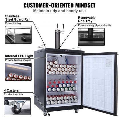 BF163-2 - Dual Tap Draft Beer Kegerator for Full-Size Kegs, Stainless Steel