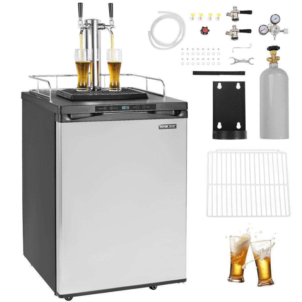 BM-162 - 162L Dual Tap Beer Kegerator with Adjustable Temperature and CO2 Cylinder
