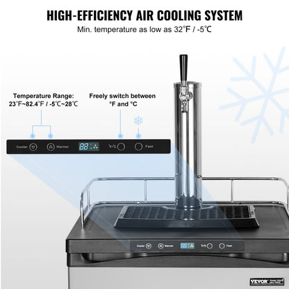 BM-162 - Versatile 162L VEVOR Kegerator & Beer Dispenser with CO2 Cylinder