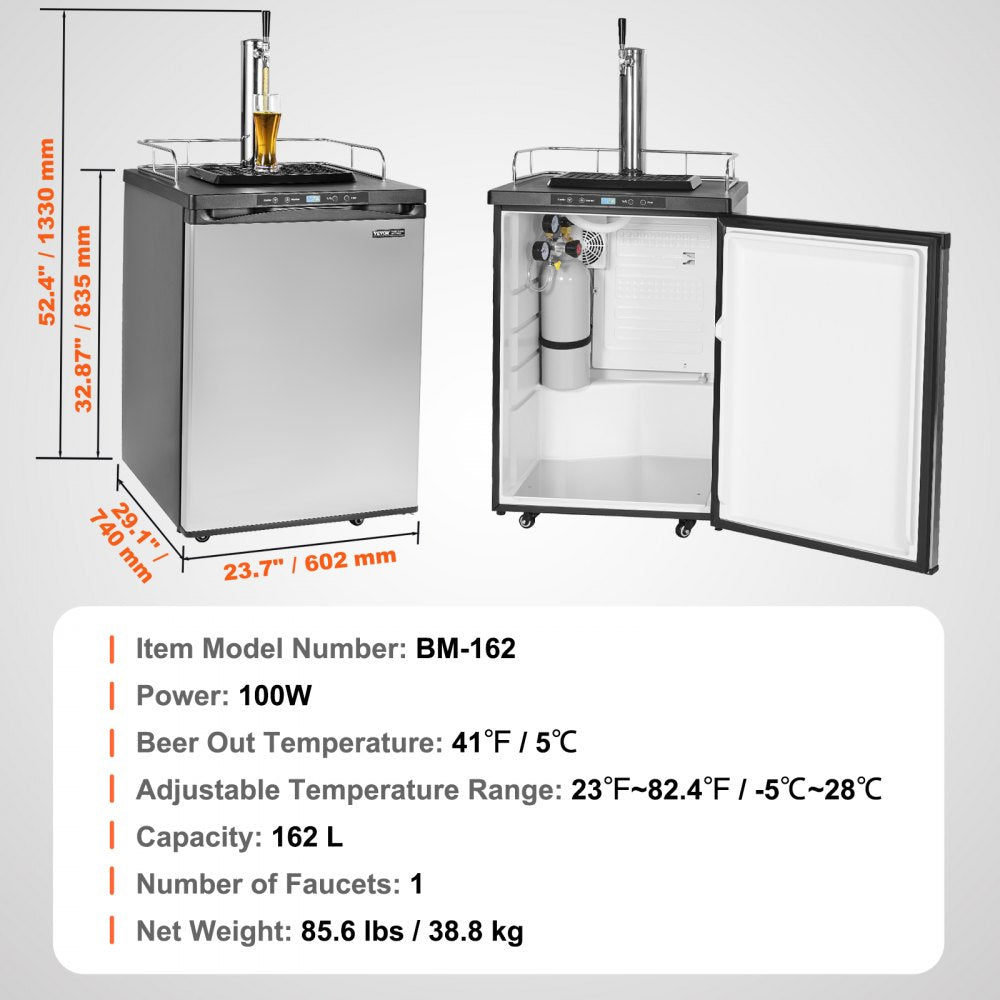 BM-162 - Versatile 162L VEVOR Kegerator & Beer Dispenser with CO2 Cylinder