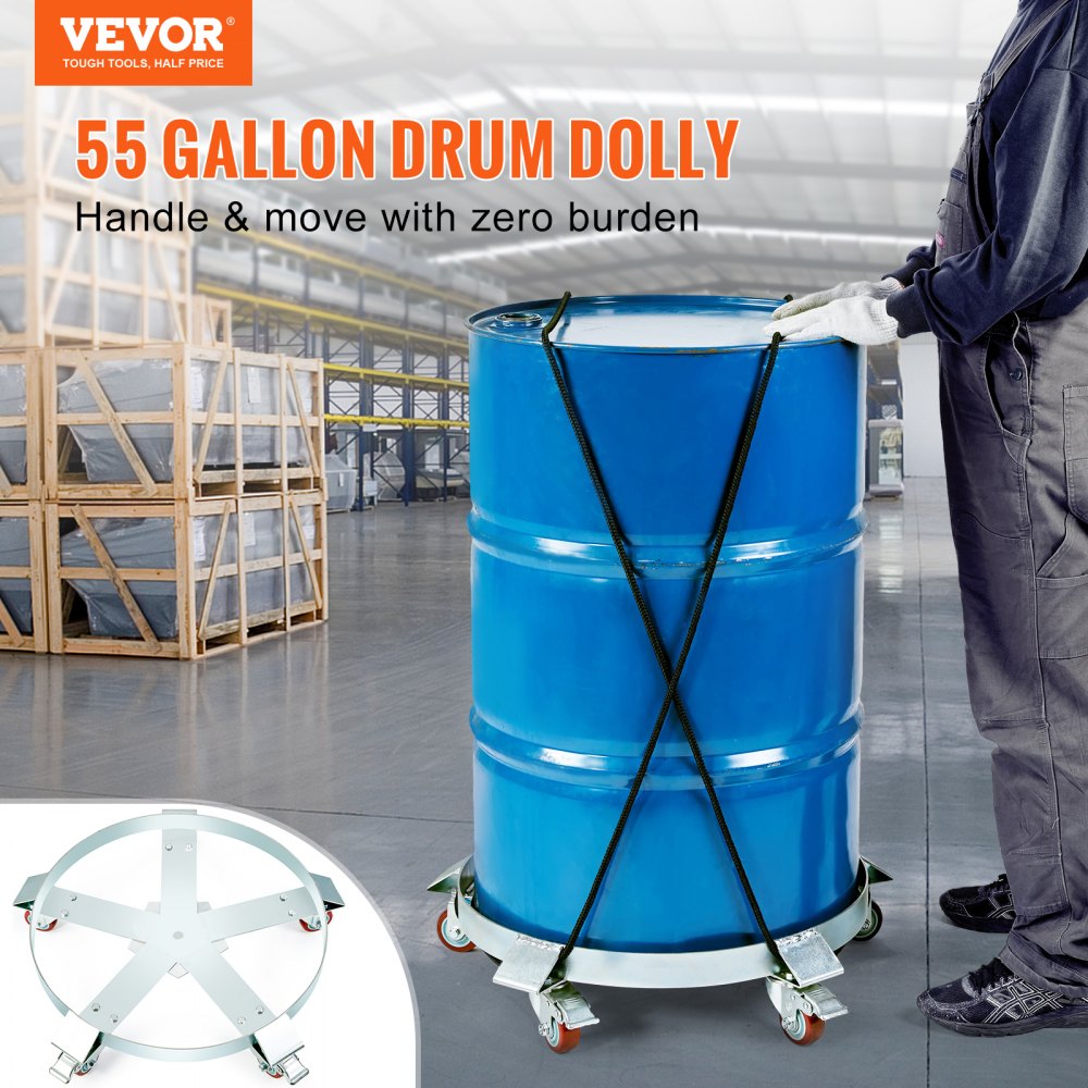 55-1250-1 - Heavy-Duty 55-Gallon Drum Dolly with 1250 lbs Capacity