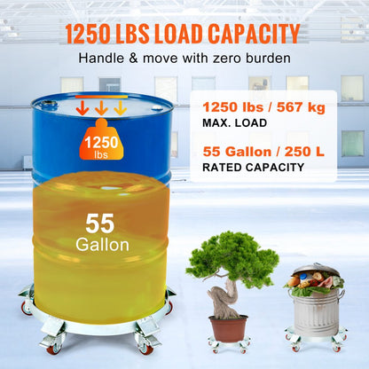 55-1250-1 - Heavy-Duty 55-Gallon Drum Dolly with 1250 lbs Capacity