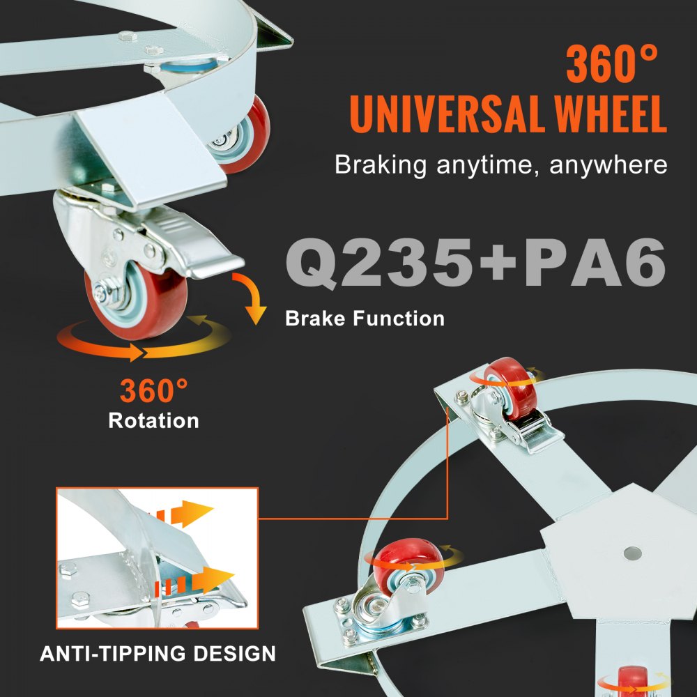 55-1250-1 - Heavy-Duty 55-Gallon Drum Dolly with 1250 lbs Capacity