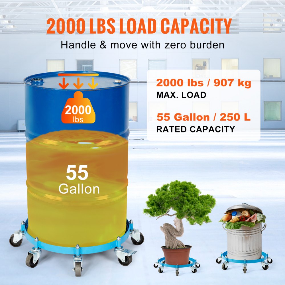 55-2000-1 - Heavy-Duty 55-Gallon Drum Dolly with 2000 lb Capacity