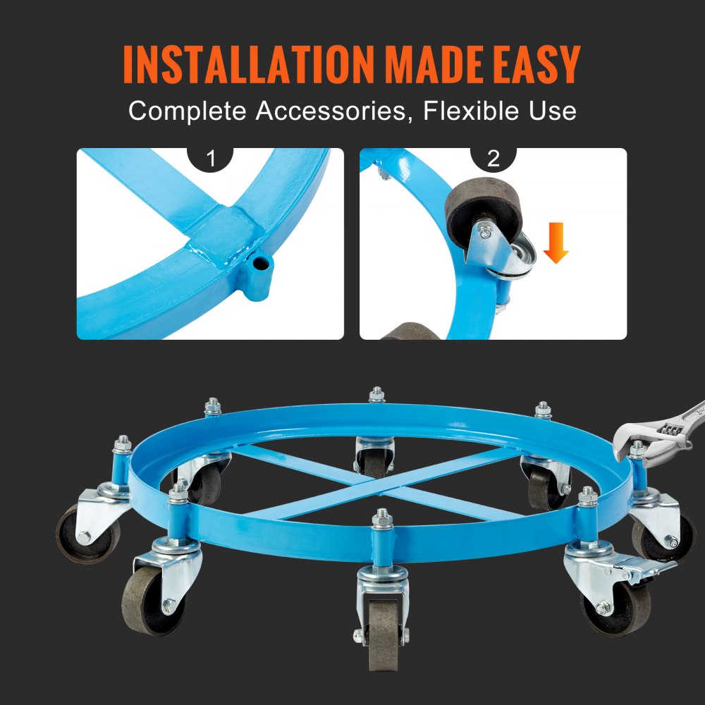 55-2000-1 - Heavy-Duty 55-Gallon Drum Dolly with 2000 lb Capacity