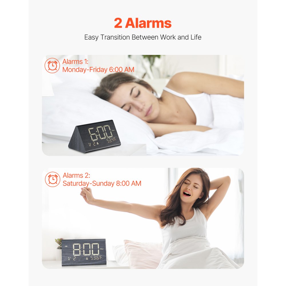 EK8800 - Elegant Dual Alarm Clock with USB & Night Light Features