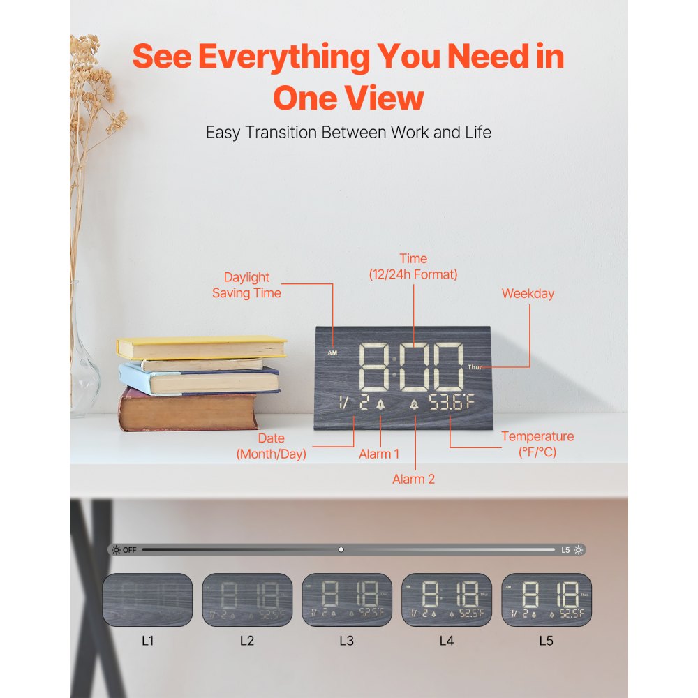 EK8800 - Elegant Dual Alarm Clock with USB & Night Light Features